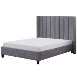 Cama de casal BABYLONE com LED - cinzento