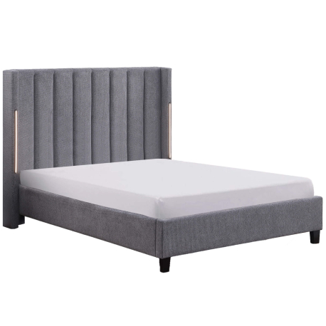 Cama de casal BABYLONE com LED - cinzento Cama de casal BABYLONE com LED - cinzento