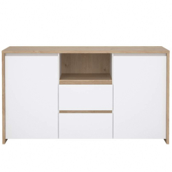 Aparador NEXT com 2 portas e 2 gavetas - Carvalho e Branco Brilho Aparador NEXT com 2 portas e 2 gavetas - Carvalho e Branco Brilho