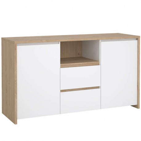 Aparador NEXT com 2 portas e 2 gavetas - Carvalho e Branco Brilho Aparador NEXT com 2 portas e 2 gavetas - Carvalho e Branco Brilho