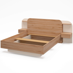 Cama de casal DORIAN - Carvalho e Branco Cama de casal DORIAN - Carvalho e Branco