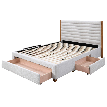 Cama de casal TEMPLE com gavetas - Pérola Cama de casal TEMPLE com gavetas - Pérola