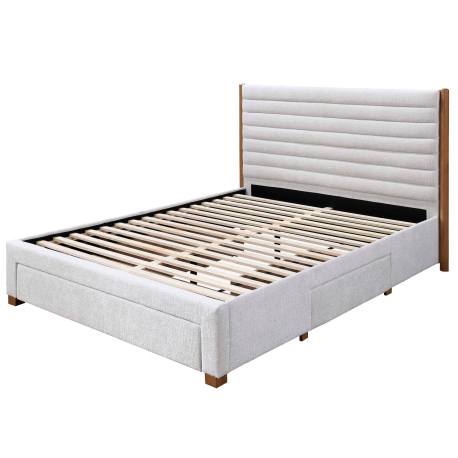 Cama de casal TEMPLE com gavetas - Pérola Cama de casal TEMPLE com gavetas - Pérola
