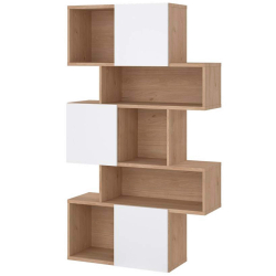 Estante PENEDA com 3 portas deslizantes e 4 prateleiras -Carvalho e Branco