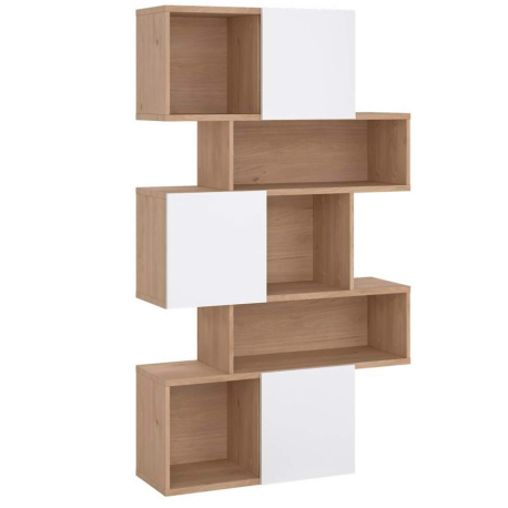 Estante PENEDA com 3 portas deslizantes e 4 prateleiras -Carvalho e Branco