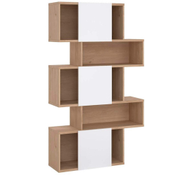 Estante PENEDA com 3 portas deslizantes e 4 prateleiras -Carvalho e Branco