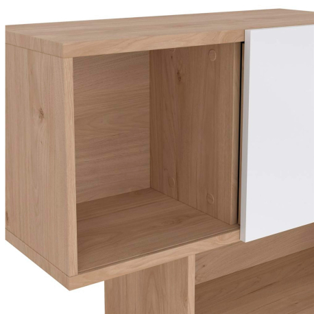 Estante PENEDA com 3 portas deslizantes e 4 prateleiras -Carvalho e Branco