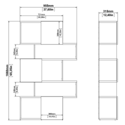 Estante PENEDA com 3 portas deslizantes e 4 prateleiras -Carvalho e Branco