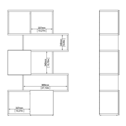 Estante PENEDA com 3 portas deslizantes e 4 prateleiras -Carvalho e Branco