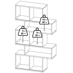 Estante PENEDA com 3 portas deslizantes e 4 prateleiras -Carvalho e Branco