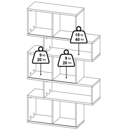 Estante PENEDA com 3 portas deslizantes e 4 prateleiras -Carvalho e Branco