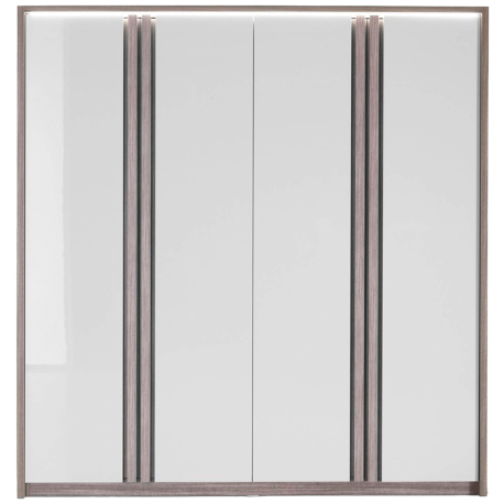 Roupeiro PESARO com 4 portas e com LED - Cinza brilho e carvalho cinza Roupeiro PESARO com 4 portas e com LED - Cinza brilho e carvalho cinza