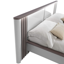 Cama de casal PESARO com LED - Cinza Brilho e Carvalho Cinza