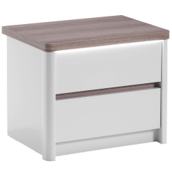 Mesa de cabeceira PESARO com LED - Cinza Brilho e Carvalho Cinza