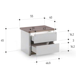 Mesa de cabeceira PESARO com LED - Cinza Brilho e Carvalho Cinza Mesa de cabeceira PESARO com LED - Cinza Brilho e Carvalho Cinza