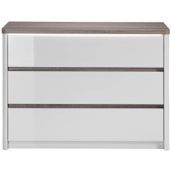Cómoda PESARO com 3 gavetas e com LED - Cinza Brilho e Carvalho Cinza Cómoda PESARO com 3 gavetas e com LED - Cinza Brilho e Carvalho Cinza