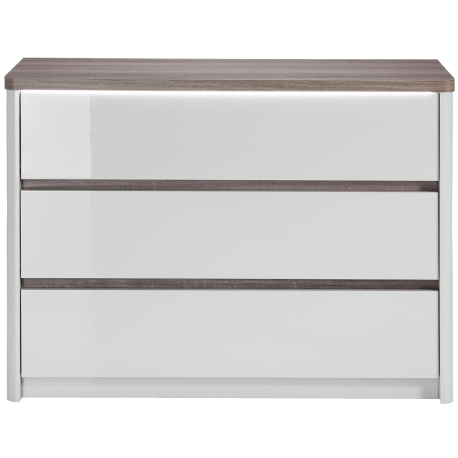 Cómoda PESARO com 3 gavetas e com LED - Cinza Brilho e Carvalho Cinza Cómoda PESARO com 3 gavetas e com LED - Cinza Brilho e Carvalho Cinza