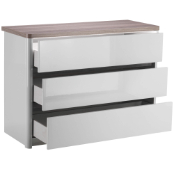 Cómoda PESARO com 3 gavetas e com LED - Cinza Brilho e Carvalho Cinza Cómoda PESARO com 3 gavetas e com LED - Cinza Brilho e Carvalho Cinza