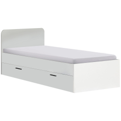 Cama individual ORFELIN com gavetão branco
