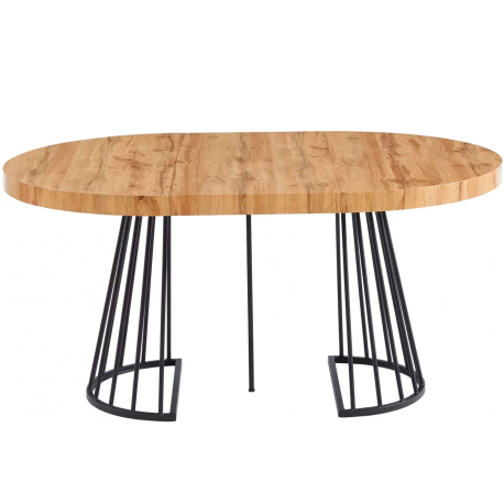 Pack mesa redonda extensível CECILE + 4 cadeiras PRADA - Carvalho Artesanato e Preto Pack mesa redonda extensível CECILE + 4 cadeiras PRADA - Carvalho Artesanato e Preto