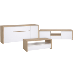 Pack sala de estar NEXT- Carvalho e Branco Brilho