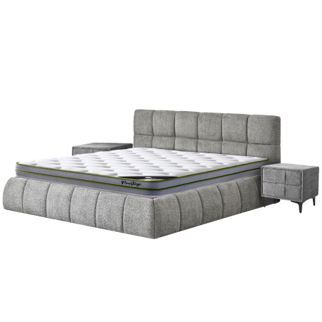 Pack cama elevatória NEWCASTLE + colchão PRESTIGE + 2 mesas de cabeceira - Cinzento (160/180cm) Pack cama elevatória NEWCASTLE + colchão PRESTIGE + 2 mesas de cabeceira - Cinzento (160/180cm)