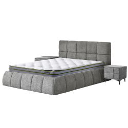 Pack cama elevatória NEWCASTLE + colchão PRESTIGE + 2 mesas de cabeceira - Cinzento (140cm)