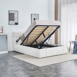 Pack cama elevatória NEWCASTLE + colchão PRESTIGE + 2 mesas de cabeceira - Branco (140cm) Pack cama elevatória NEWCASTLE + colchão PRESTIGE + 2 mesas de cabeceira - Branco (140cm)