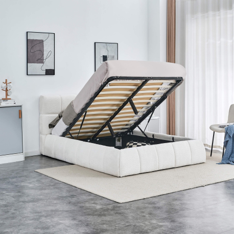 Pack cama elevatória NEWCASTLE + colchão PRESTIGE + 2 mesas de cabeceira - Branco (140cm) Pack cama elevatória NEWCASTLE + colchão PRESTIGE + 2 mesas de cabeceira - Branco (140cm)