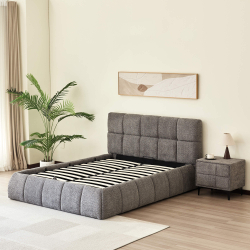 Pack cama elevatória NEWCASTLE + colchão PRESTIGE + 2 mesas de cabeceira - Cinzento (140cm) Pack cama elevatória NEWCASTLE + colchão PRESTIGE + 2 mesas de cabeceira - Cinzento (140cm)