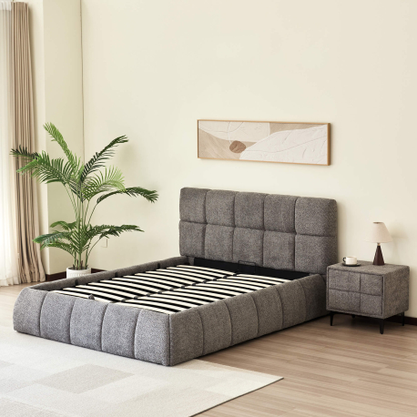 Pack cama elevatória NEWCASTLE + colchão PRESTIGE + 2 mesas de cabeceira - Cinzento (140cm) Pack cama elevatória NEWCASTLE + colchão PRESTIGE + 2 mesas de cabeceira - Cinzento (140cm)