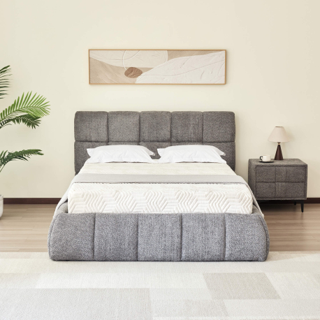 Pack cama elevatória NEWCASTLE + colchão PRESTIGE + 2 mesas de cabeceira - Cinzento (140cm) Pack cama elevatória NEWCASTLE + colchão PRESTIGE + 2 mesas de cabeceira - Cinzento (140cm)