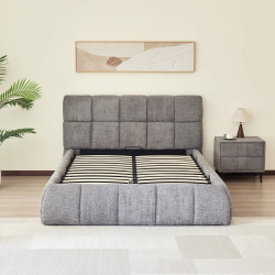 Pack cama elevatória NEWCASTLE + colchão PRESTIGE + 2 mesas de cabeceira - Cinzento (140cm) Pack cama elevatória NEWCASTLE + colchão PRESTIGE + 2 mesas de cabeceira - Cinzento (140cm)