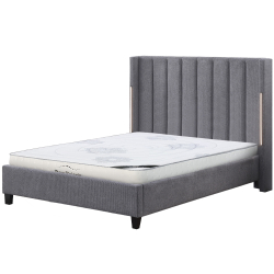Pack cama de casal BABYLONE + colchão NEW PALACIO - Cinzento