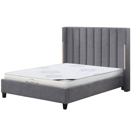 Pack cama de casal BABYLONE + colchão NEW PALACIO - Cinzento Pack cama de casal BABYLONE + colchão NEW PALACIO - Cinzento