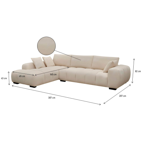 Sofá chaise longue CALIFORNIA - bege (JYM2338-2) Sofá chaise longue CALIFORNIA - bege (JYM2338-2)