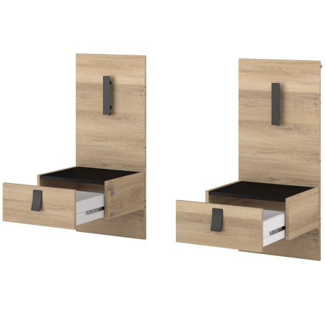Conjunto de 2 mesas de cabeceira KIERAN - Carvalho e Preto