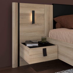 Conjunto de 2 mesas de cabeceira KIERAN - Carvalho e Preto