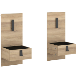 Conjunto de 2 mesas de cabeceira KIERAN - Carvalho e Preto