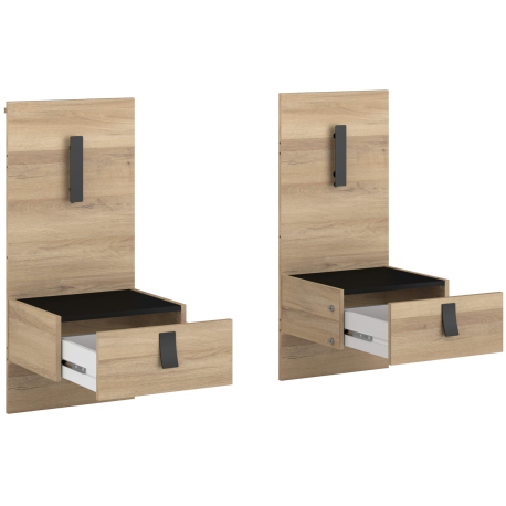 Conjunto de 2 mesas de cabeceira KIERAN - Carvalho e Preto