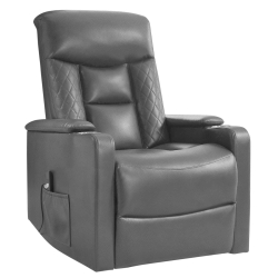 Poltrona reclinável relax LIFT II elétrica com elevação - Cinzento Escuro (Pele Sintética)
