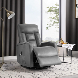 Poltrona reclinável relax LIFT II elétrica com elevação - Cinzento Escuro (Pele Sintética)