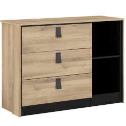 Pack quarto de casal KIERAN - Carvalho e preto Pack quarto de casal KIERAN - Carvalho e preto