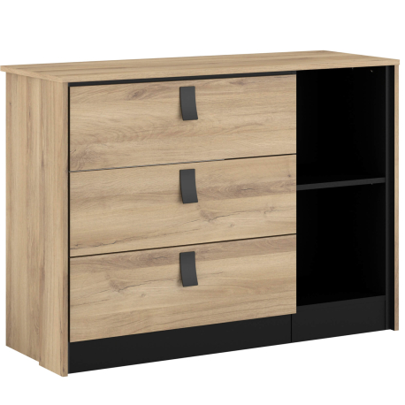 Pack quarto de casal KIERAN - Carvalho e preto Pack quarto de casal KIERAN - Carvalho e preto