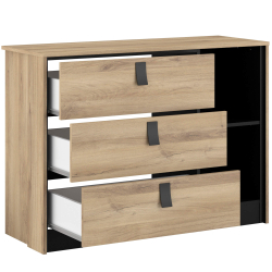 Pack quarto de casal KIERAN - Carvalho e preto Pack quarto de casal KIERAN - Carvalho e preto