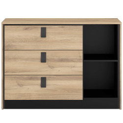 Pack quarto de casal KIERAN - Carvalho e preto Pack quarto de casal KIERAN - Carvalho e preto