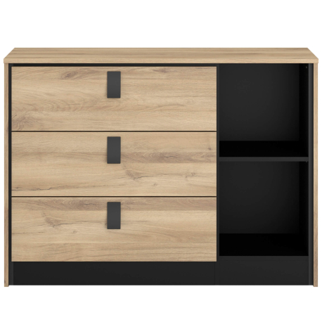 Pack quarto de casal KIERAN - Carvalho e preto Pack quarto de casal KIERAN - Carvalho e preto