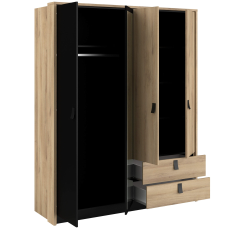 Pack quarto de casal KIERAN - Carvalho e preto Pack quarto de casal KIERAN - Carvalho e preto
