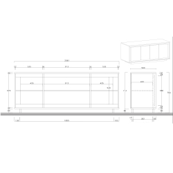 Aparador SKY com 4 portas - dimensões internas Aparador SKY com 4 portas - dimensões internas