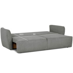Sofá 3 lugares MERLIN com cama - Grupo 3 -Brooklyn Anthracite - cinzento escuro